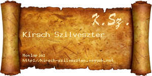 Kirsch Szilveszter névjegykártya